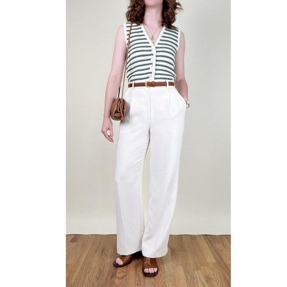 Vintage Italian Knit Sweater Vest Striped Nautical Euro Girl Top Old Money Shirt - Picture 1 of 12